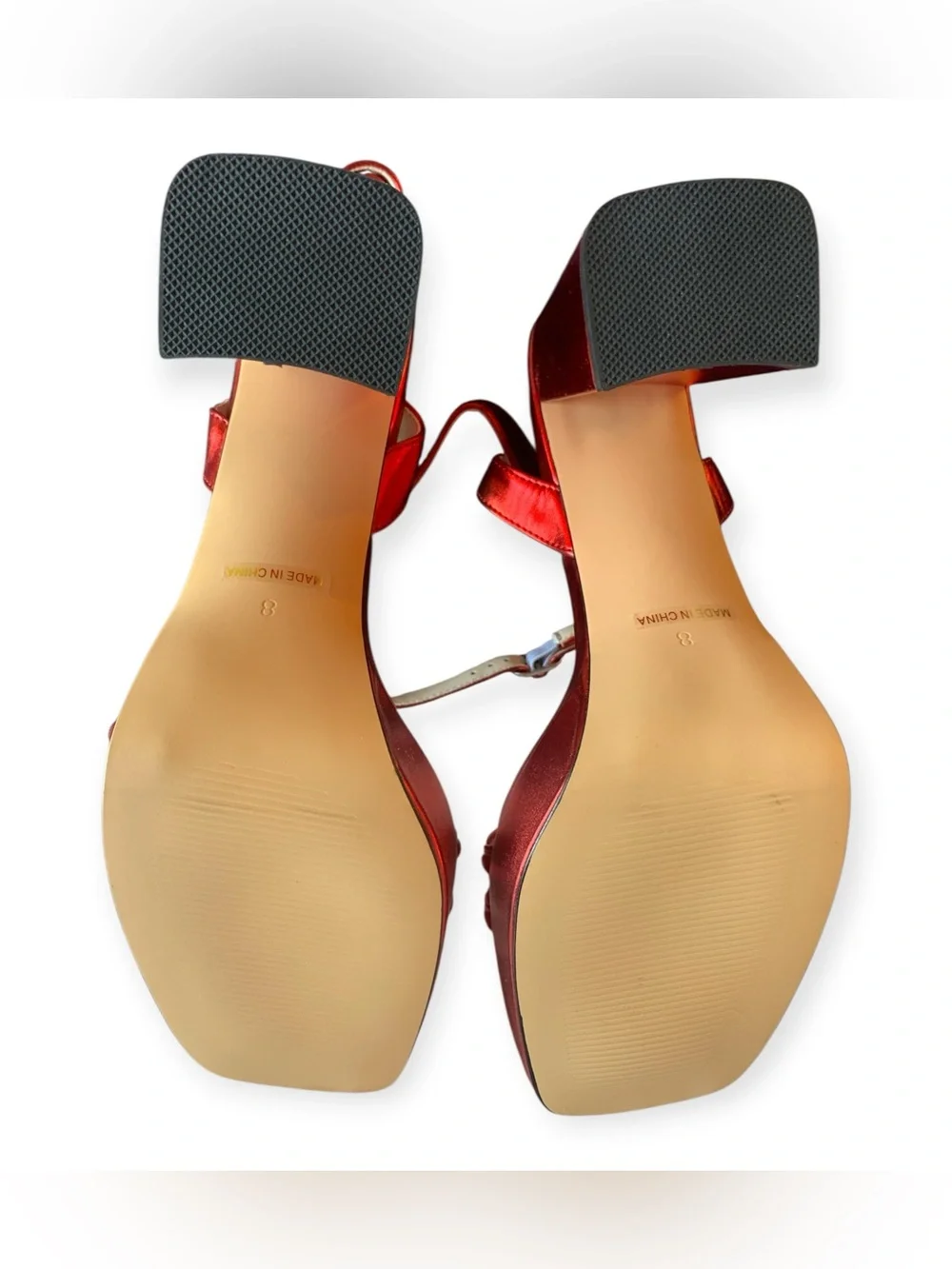 Red Satin Platform Ankle Strap Slingback Heels NWOT